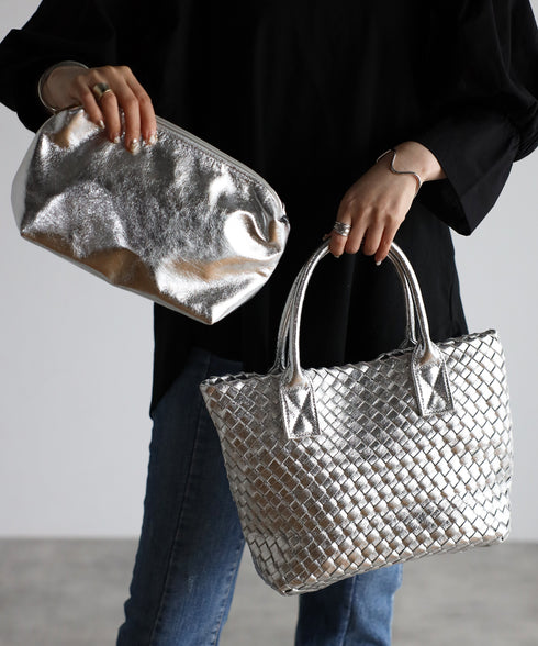 【雑誌掲載】メタリックメッシュトートバッグポーチセット 17-1015